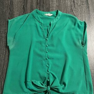 Green Button-Down Women's Top
